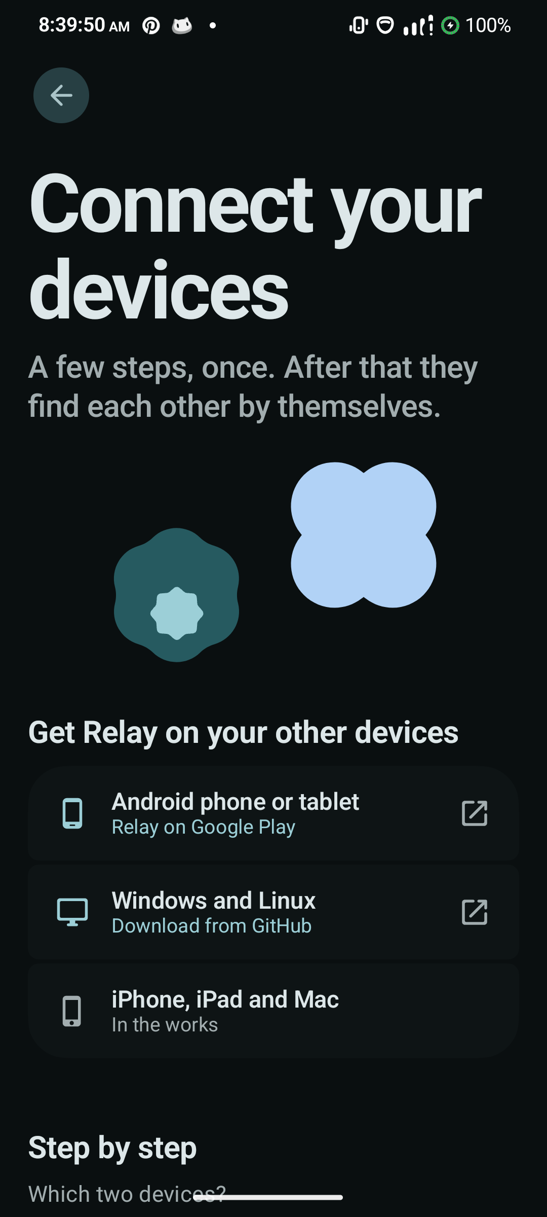 Relay help screen